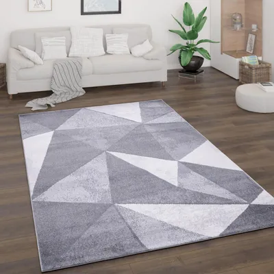Produktbild von Teppich Kurzflor Geometrisch Wohnzimmer schmutzabweisend Grau Rechteckig 200x280 | 90% Polypropylen, 10% Polyester | Florhöhe: 9 mm | pflegeleicht