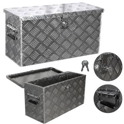 Produktbild von trucky Truckbox, Deichselbox Aluminium, Anhängerbox 15 Größen, Werkzeugkiste mit Schloss und Schlüssel, stabil und wasserdicht, Boxentyp:D040 (59 x 25 x 31 cm)