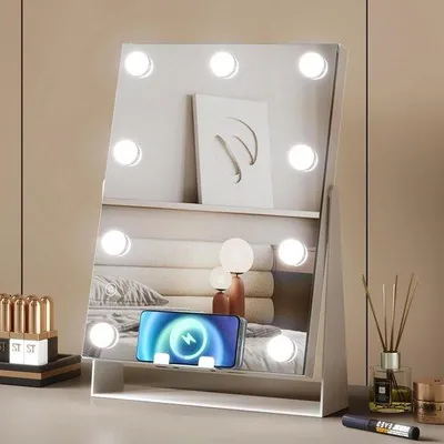 Produktbild von Elektrischer Make-up-Spiegel mit drahtlosem Aufladen und 9 dimmbaren LED-Lampen