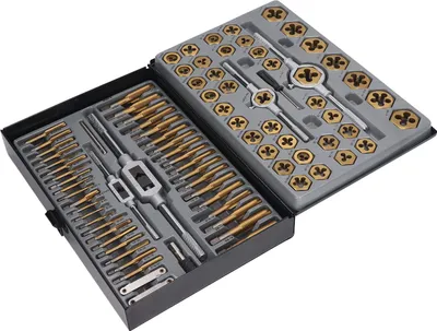 Obrázek produktu pro 86PCS Tap Die Set Titanium Plated Carbide Essential Threading Rethreading Tool Kit