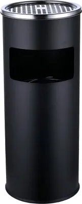 Obrázek produktu pro Stojanový popelník Relaxdays s odpadkovým košem, kov, 17 l, vnitřní nádoba do kuřáckého sloupu, VxH: 60,5x24 cm, železo, černá/stříbrná