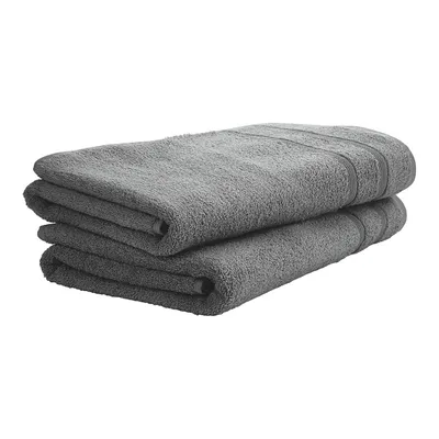 Produktbild von Uncover by SCHIESSER Duschtuch Brooklyn | 2er-Set | 100% Baumwolle | schlichte Streifenbordüre | Weich und saugstark | 70x140 cm | Dunkelgrau