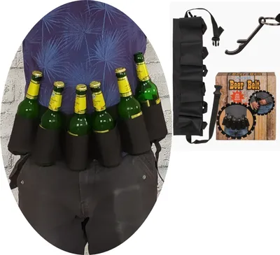 Produktbild von Goldbuch Bierflaschengurt für 6 Flaschen, ca.124cm, mit Flaschenöffner, Box, Schwarz, Polyester, 6 Flasche(n), 1240 mm, Box