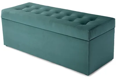 Produktbild von MG Design Polsterhocker Petrol 45x120 cm - Stauraum 140L, bis 300 kg, samtig-weich mit Schimmer, pflegeleicht, für Wohnzimmer & Flur