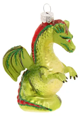 Produktbild von Krebs Glas Lauscha Weihnachtsbaumschmuck - Drache - aus Glas - ca. 12cm - mystische Dekoration
