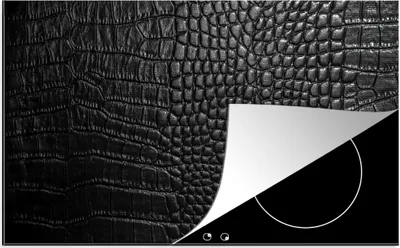 Produktbild von KitchenYeah© Herdabdeckplatte Leder - Textur - Schwarz - Grau , 83x51cm, Küche Deko, Glaskeramikkochfeld Herdabdeckung, Abdeckplatte fùr Kochfeld