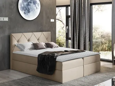 Obrázek produktu pro Americká manželská postel 180x200 LITZY 1 - béžová + topper