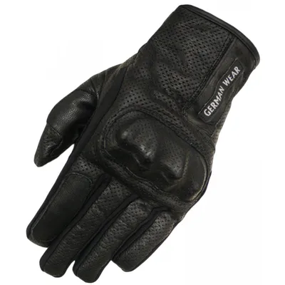 Produktbild von Motorradhandschuhe Biker Motorrad Leder handschuhe perforiert Schwarz, Größe:9=L