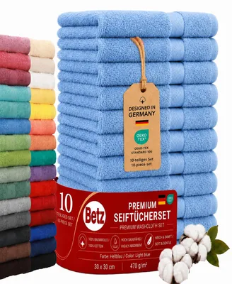 Immagine prodotto di Set di salviette Betz Premium da 10 pezzi – 10 salviette 30×30 cm, 100% cotone 470 g/m², morbide e altamente assorbenti, Oeko-TEX®, colore azzurro, Immagine generata dall'IA