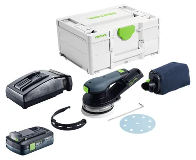 Obrázek produktu pro Festool ETSC 2 125-Basic akumulátorová excentrická bruska 18 V 125 mm bezkartáčová + 1x akumulátor 4,0 Ah + nabíječka + Systainer