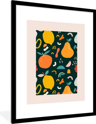 Produktbild von MuchoWow® Gerahmtes Poster Obst - Lebensmittel - Zitrone - Birne 60x80 cm - Poster mit Schwarzem Bilderrahmen Wandposter Rahmen Foto Bilder - Wohnzimmer - Dekorationen - Prämie