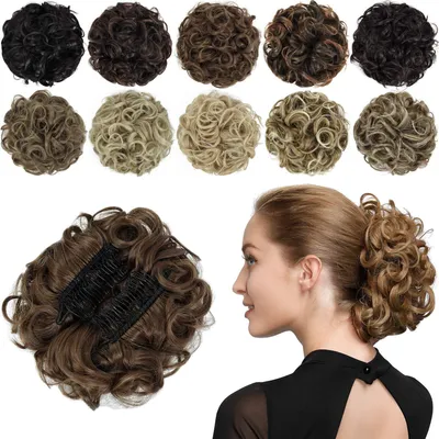 Produktbild von Haarteil Dutt Scrunchie Gelockt Synthetisch Goldbraun