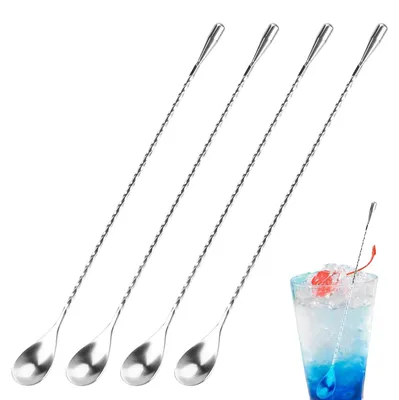 Productafbeelding van Cocktailroerstaafjes - Set van 4 - Lange uitvoering voor cocktails - 30,5 cm lengte