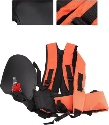Imagen del producto de Arnés ajustable de nylon naranja: correas para hombros para cortacéspedes