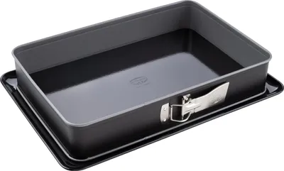 Image de Moule à charnière rectangulaire avec fond de service 38 x 25 cm - Moule à pâtisserie angulaire avec revêtement émaillé
