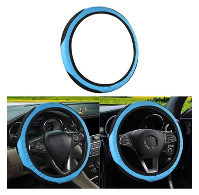 Produktbild von Lenkradabdeckung Mikrofaser Leder Blau Atmungsaktiv Anti-Rutsch