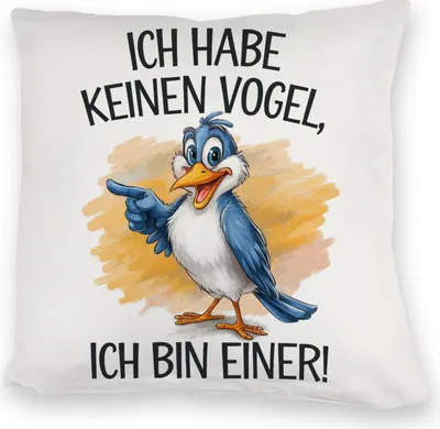 Produktbild von Cartoon Vogel Ich bin ein Vogel Kuschelkissen