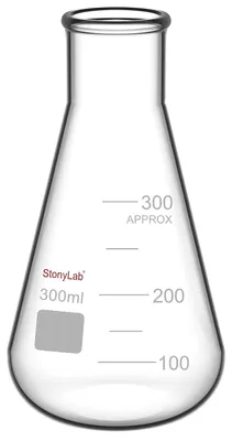 Productafbeelding van Stonylab 1 verpakking glazen maatbeker 300 ml - Erlenmeyer fles met smalle mond op zware wand met robuuste rand (300 ml)