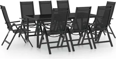 Image de Maison Exclusive - Ensemble de salon de jardin 9 pièces en aluminium anthracite