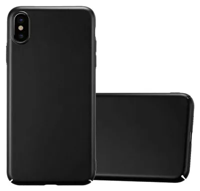 A black smartphone case is shown from the back, with another case lying horizontally behind it.