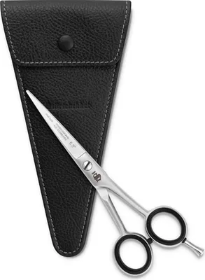 Produktbild von Störtebekker Bartschere Lang - 5,5 Zoll / 14 cm - mit Echtleder Etui in Schwarz -  Germany, Solingen - Bart Schere rostfreier Edelstahl