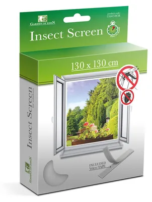 Produktbild von Fenstergitter Moskitonetz für Fenster mit Klettverschluss – 130 x 130 cm – Weiß – Fenstergitter – Fliegengitter – Moskitonetz – Insektenschutz – Insektenschutz – Fliegengitter – Fliegenfenster