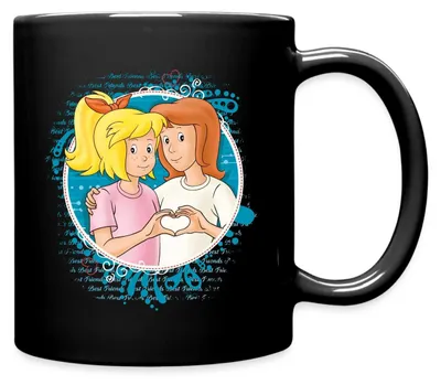Produktbild von Spreadshirt Bibi Und Tina Zeichen Der Freundschaft Herz Tasse Einfarbig, One size, Schwarz