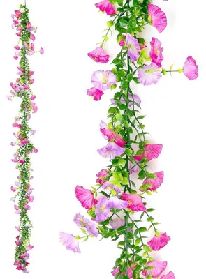 Obrázek produktu pro Umělé květinové girlandy, fialové/růžové, délka 180 cm, vyrobené z hedvábných květin