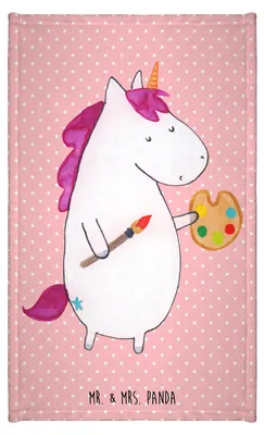 Produktbild von Mr. & Mrs. Panda Handtuch Einhorn Künstler - Rot Pastell - Geschenk, Einhörner, Unicorn, Gästetuch, Gäste-WC, Farbe, Gästehandtuch 30x50, Frotteetuch, gäste wc, Maler