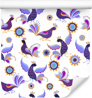 Immagine prodotto di 10m VLIES WALLPAPER rotolo fiori flora ornamenti galli folclore modello XXL