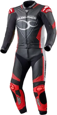 Produktbild von MUGENRACER Impegnato perforierte 2-Teiler Motorrad Lederkombi, schwarz/weiß/rot, 48