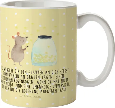 Produktbild von Mr. & Mrs. Panda Plastikbecher Maus Sterne - Gelb Pastell - Geschenk, Pott, Geburtstag, Schwangerschaft, Mehrwegbecher, Kindergeburtstag, Kindertasse, Trinklernbecher
