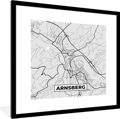Produktbild von MuchoWow® Gerahmtes Poster Deutschland - Stadtplan - Arnsberg - Karte 40x40 cm - Poster mit Schwarzem Bilderrahmen Wandposter Rahmen Foto Bilder - Poster - Plakat im Rahmen