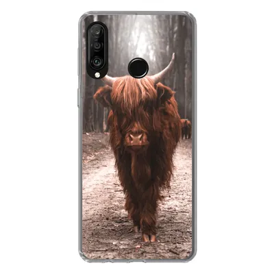 Produktbild von MuchoWow® Handyhülle Schutzhülle Hülle für Huawei P30 Lite Schottischer Hochländer - Wald - Kuh - Tiere - Natur Silikon Softcase Handy Hülle - Handyhülle