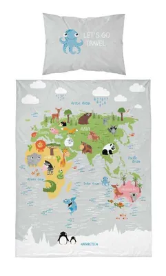 Obrázok produktu pre DETEXPOL Obliečky do postieľky Mapa grey  Bavlna, 100/135, 40/60 cm