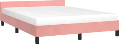 Produktbild von vidaXL Bettgestell mit Kopfteil ohne Matratze Rosa 140x200 cm Samt