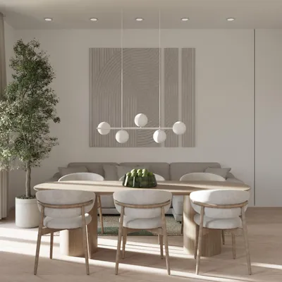 Image de LUMIÈRE Design Suspension 'Livana' 5 Lumières LED Verre Opalin Lampe Suspendue Beige