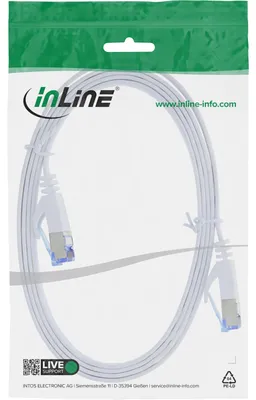 Produktbild von InLine Patchkabel flach, U/FTP, Cat.6A, weiß, 1,5m, 1,5 m, Cat6a, U/FTP (STP), RJ-45, RJ-45, Weiß