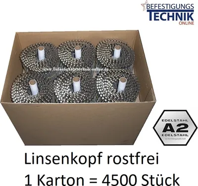Produktbild von Coilnägel 16° 3,1x90mm Ring rostfrei Edelstahl Linsenkopf für Coilnagler 4,5M