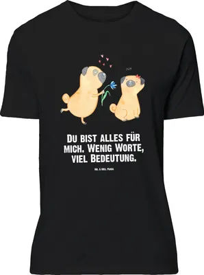 Produktbild von Mr. & Mrs. Panda Größe L T-Shirt Mops Verliebt - Schwarz - Geschenk, mit Spruch, Knuffig, Liebe, Tshirt, Hund, Sprüche, Pure, Shirt