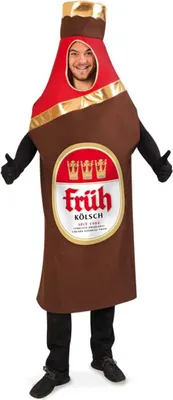Bier Kostüm Früh Kölsch Bierflasche Hofbräu für Erwachsene Bierkostüm Kölscher Bier JGA Fasching Karneval Mottoparty Geburtstag Paar- und Gruppenkostüm