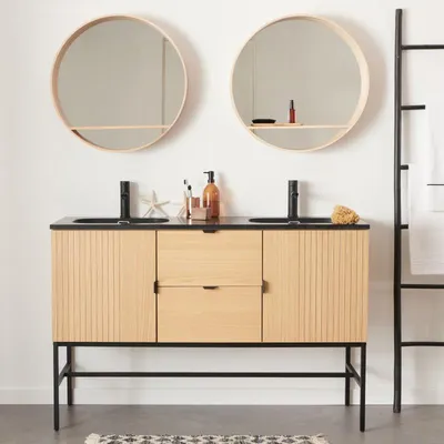 Immagine prodotto di Mobile doppio lavabo STUDIO su gambe in rovere
