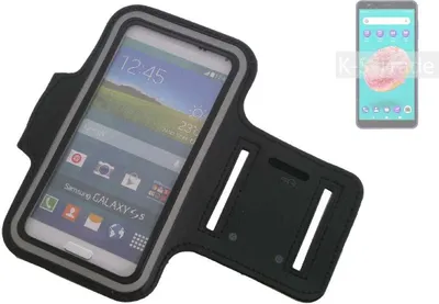 Produktbild von Kompatibel mit ZTE Blade A3Y Neopren Jogging Armband Sportarmband Oberarmband schwarz kompatibel mit ZTE Blade A3Y mit Reflektor Streifen. Fitness