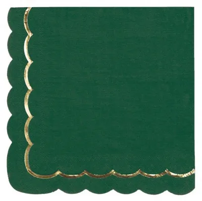 Image de PartyPro Serviettes festonnees vert jungle et or x 16