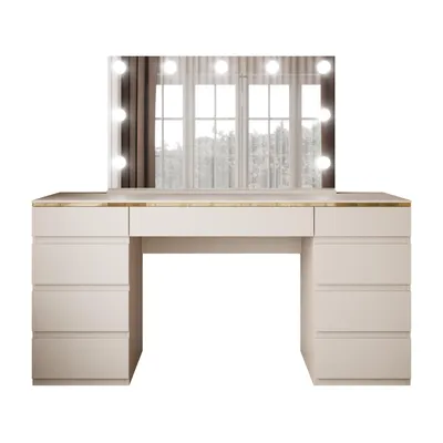 Produktbild von Schminktisch AURORA DOUBLE KASCHMIR mit Schubladen, goldene Details