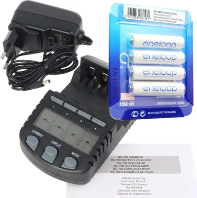 Produktbild von Technoline BC 700 Akku-Ladegerät schwarz mit 4x Panasonic eneloop Standard HR-4UTG und AccuCell AkkuBox AAA Micro