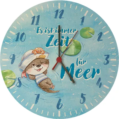 Produktbild von Ottfried der Otter Wanduhr aus MDF mit Spruch Es ist immer Zeit für Meer
