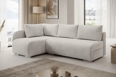 Produktbild von Ecksofa L-Form links Beige – Modernes Schlafsofa mit Bettkasten & Schlaffunktion, Komfort Design, Moebelfest Luna Ecksofa