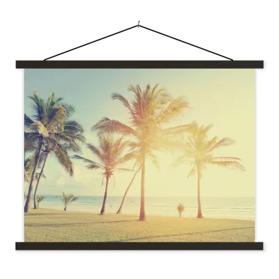 Produktbild von MuchoWow® Textilposter Meer - Palme - Sommer - Sonne - Strand 150x113 cm mit holzfarbenen Rahmen - Poster