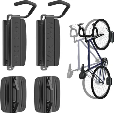 Productafbeelding van Fietshanger wandmontage, voor garage, 75 lbs, 2 stuks, zwart